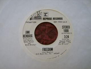 Jimi Hendrix - Freedom - White Label Promo / 45 Rpm Single