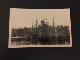 Vintage Rppc Real Photo Postcard Island Lake,  Kodiak Alaska - B