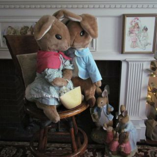 Rare Vtg.  Eden Toys Beatrix Potter Peter Rabbit & Mrs.  Rabbit Huge 26 " Plush Pair