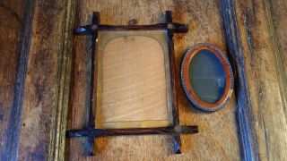 2x Antique Victorian Small Photograph Frames In Wood