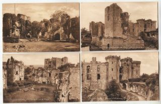 Raglan Castle - Monmouthshire - Four Different C1930s Era Old Frith Postcards
