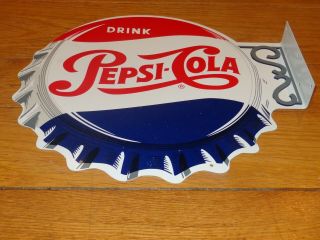 Vintage Drink Pepsi Cola Diecut 14 " Metal Soda Pop Gasoline Oil Flange Sign M173