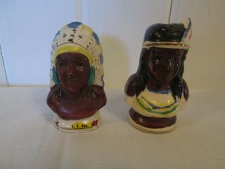 Vintage Native American Indian Chief And Princess Salt & Pepper Shakers Japan