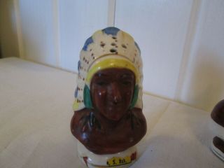 Vintage Native American Indian Chief and Princess Salt & Pepper Shakers JAPAN 2