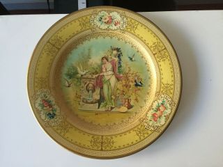 Antique Vienna Art Plate.  Classical Scene (woman,  Fountain,  Cherubs).  10 " Dia.