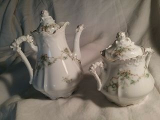 Hermann Ohme Eglantine Porcelain Dragon Teapot Sugar Bowl W Lids