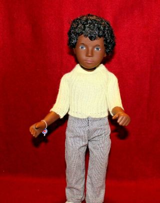 16 " Vintage 318 Sasha Doll Caleb,  Black Hair Brown Eyes,  Tag And Box,  England.
