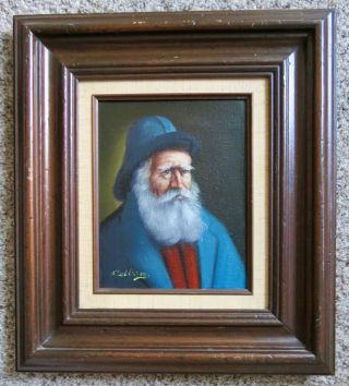 Signed David? Pelbam Painting Sea Captain? Fisherman? Portrait Oil On Canvas