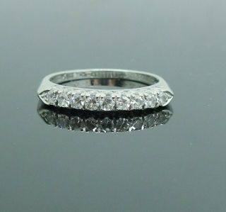 Vintage 1950s 14k White Gold 1/3tcw 9 Diamond Ladies Anniversary Ring Size 7