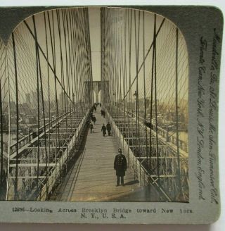 1903 Nypd Police Officer On Brooklyn Bridge York City Nyc Photo Stereoview