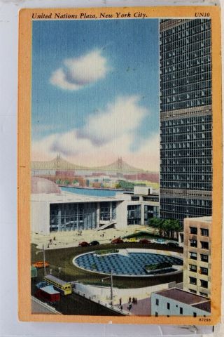 York Ny Nyc United Nations Plaza Postcard Old Vintage Card View Standard Pc