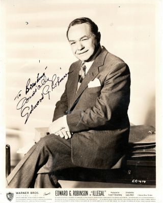 Romanian - American (tough - Guy) Actor Edward G.  Robinson,  Signed Vintage Photo.
