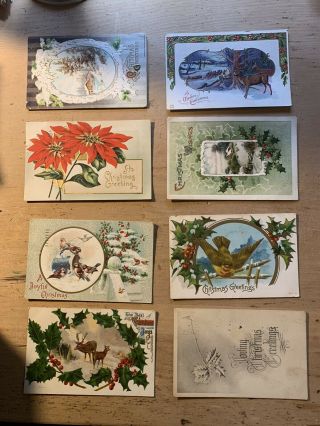 8 Vintage Christmas Post Cards 1911 - 14