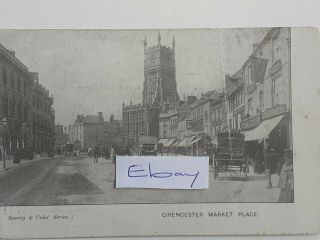 Late 1890s Early 1900s.  Vintage Postcard.  Horse Drawn,  Market Place,  Cirencester.