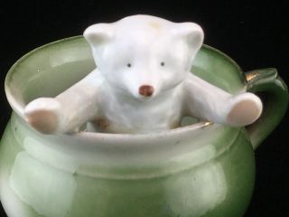Antique German Porcelain Victorian China Fairing Teddy Bear In A Chamber Pot
