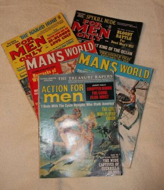 5 Vintage Magazines Action For Men,  Man 