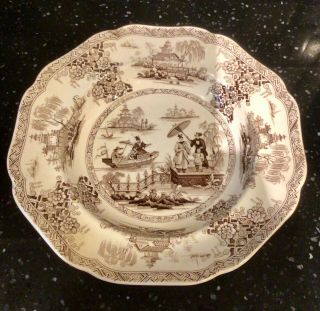 2 Brown And White Transferware Bowls,  Napier Imperial Stone