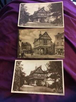 3 Vintage Postcards Leominster The Old Town Hall,  Grange Court