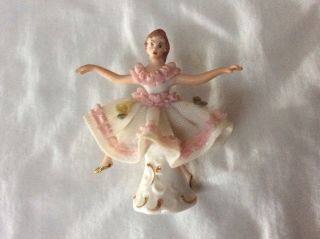 Dresden Porcelain Lace Ballerina Dancer Figure Figurine Germany 3”