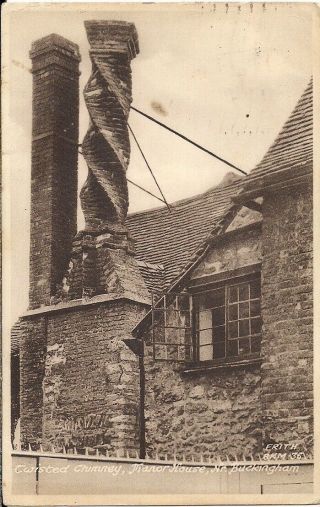 Rare Old Postcard - Twisted Chimney - Manor House Near Buckingham 1954