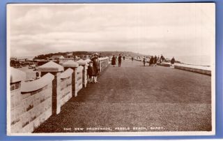 Old Vintage Rp Postcard The Promenade Pebble Beach Barry Island Glamorgan