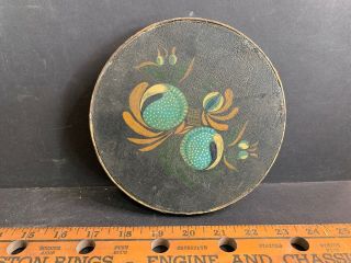Antique Pantry Box Or Firkin Lid Only,  6.  5 " Diameter,  Fitting 6.  25 " Box,  6 Tole