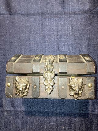 Dybbuk Box Opened Jewelry Box Devil Faces Evil Looking Box Brown