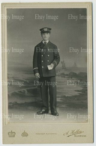 Antique Cabinet Photograph A Furness Railway Ships Purser Standing In Uniform L3