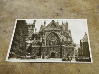 1937 Fr Real Photo Postcard - Old Cars Outside Exeter Cathedral