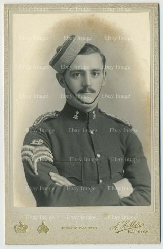 Antique Cabinet Photograph Of A 19th Royal Hussars Sergeant In Uniform L3