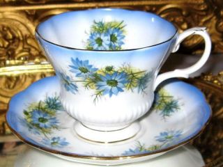 Royal Albert Tea Cup & Saucer Blue Daisy Floral Reflection Bone China Teacup Set