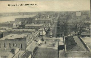 Vintage Rppc Birdseye View Of Alexandria La,  Street And Buildings
