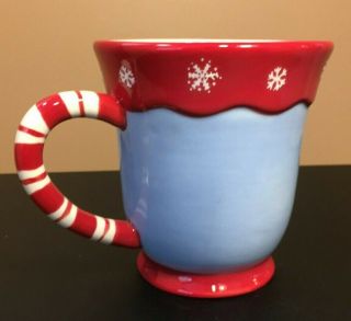 Vintage Debbie Mumm Snowman Large Coffee Cup Mug Christmas Candy Cane Handle