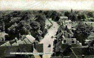 Smarden View From The Church Tower Houses Street Vintage Cars Postcard