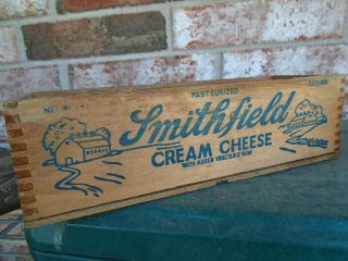 Vintage Smithfield Wooden Brick Pasteurized Cream Cheese Box 3 Lb Pennsylvania