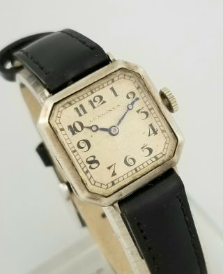 1918 WWI VINTAGE LONGINES STERLING SILVER LADIES WATCH – WIRE LUGS – CAL 9.  35 2