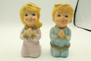 Vintage Homco Children Boy And Girl Kneeling Praying Porcelain Figures 5211