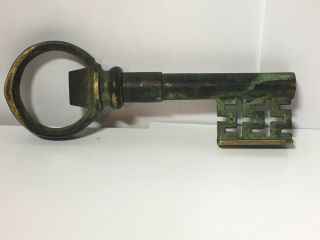 Vintage Bronze Skeleton Key Hidden Corkscrew Wine Bottle Opener 5.  25 " Long