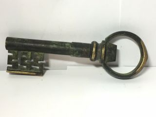 Vintage Bronze Skeleton Key Hidden Corkscrew Wine Bottle Opener 5.  25 