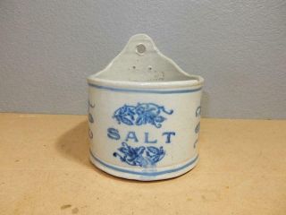 Antique Stoneware Salt and Butter Crocks - Salt is Wall Hanging - No Covers - Kitchen 3