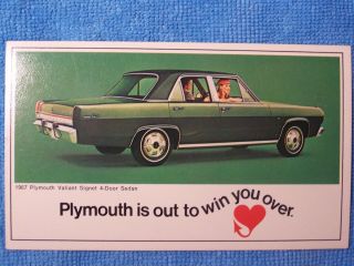 Vintage 1967 Plymouth Valiant Postal Card Advertisement