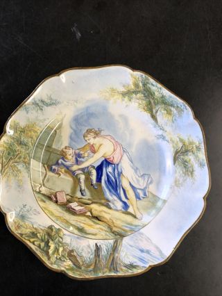 Antique Continental Faience Tin Glazed Hand Painted Portrait Plate 19thc Signed