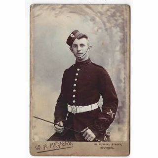 Cabinet Card Photograph Victorian Soldier By Mitchell Of Southsea