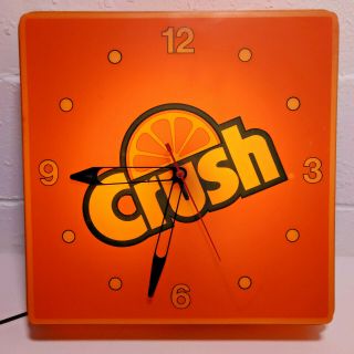 Vintage Dualite 1983 Orange Crush Advertising Light Up Clock - Model 1721 - Rare