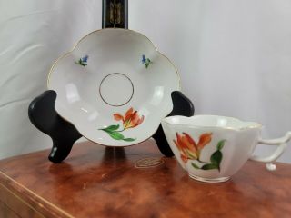 Hand Painted Meissen Porcelain Demitasse Cup And Saucer