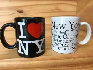 City Merchandise I Love Ny York Mini Mug Set Of Two (2) Black And White Mugs