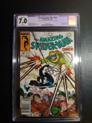 The Spider - Man 299 Cgc 7.  0 Restored B - 1 White Pages - Venom Cameo