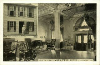 Mark Twain Hotel Hannibal Missouri Boyhood Home Inset Vintage Postcard