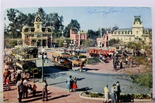 Disneyland Main Street Usa Town Square Postcard Old Vintage Card View Standard