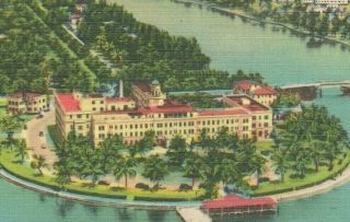 Miami Beach Florida Fl St Francis Hospital Aerial View Vintage Linen Postcard